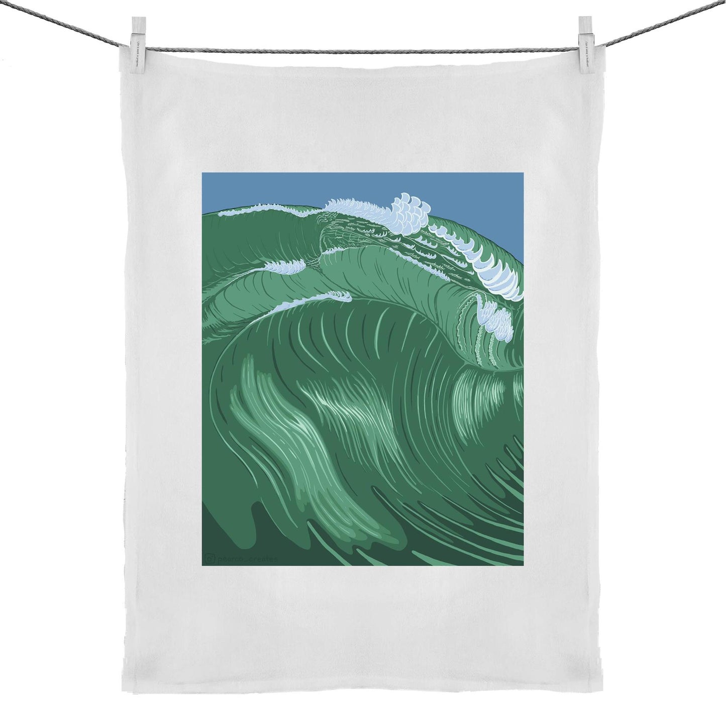 50% Linen 50% Cotton Shippies Wave Tea Towel