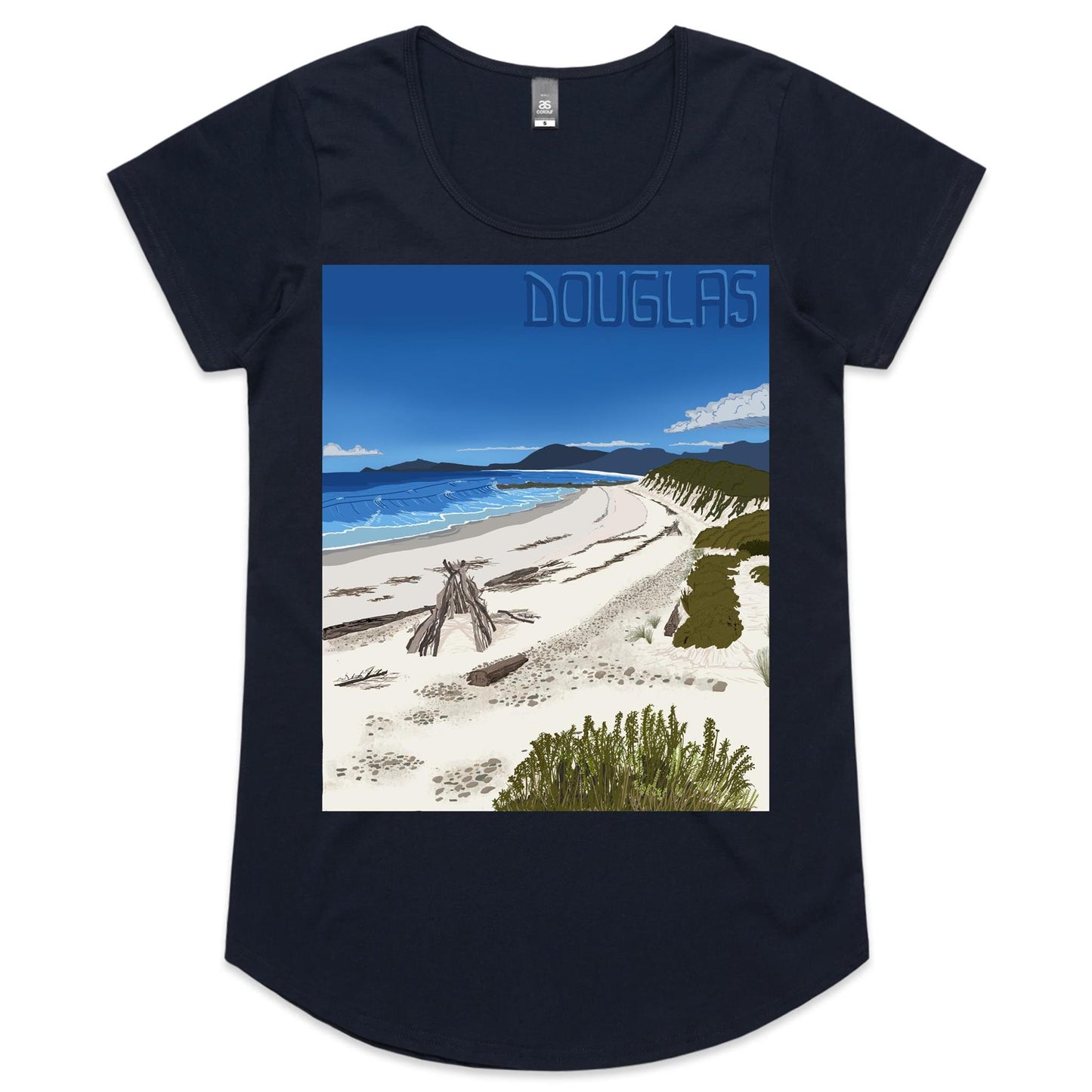 AS Colour Mali - Womens Scoop Neck T-Shirt - Douglas River Beach