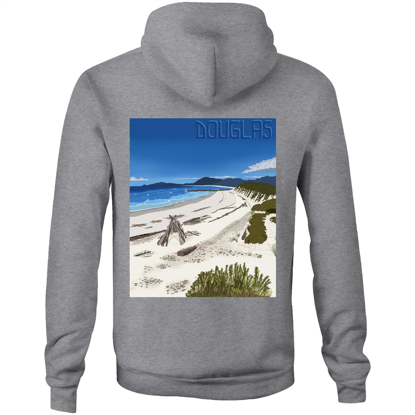 AS Colour Stencil - Pocket Hoodie Sweatshirt - Douglas River Beach