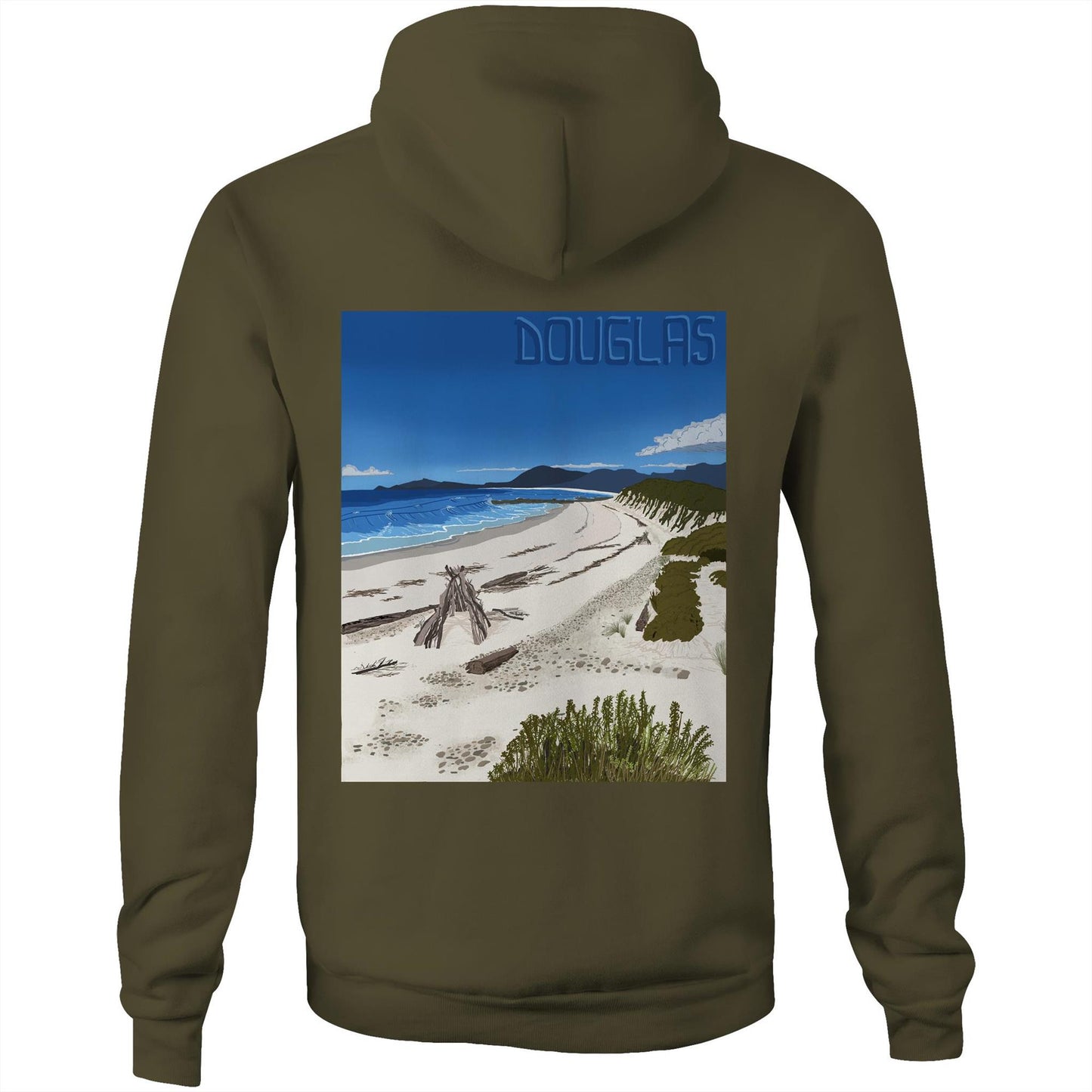 AS Colour Stencil - Pocket Hoodie Sweatshirt - Douglas River Beach