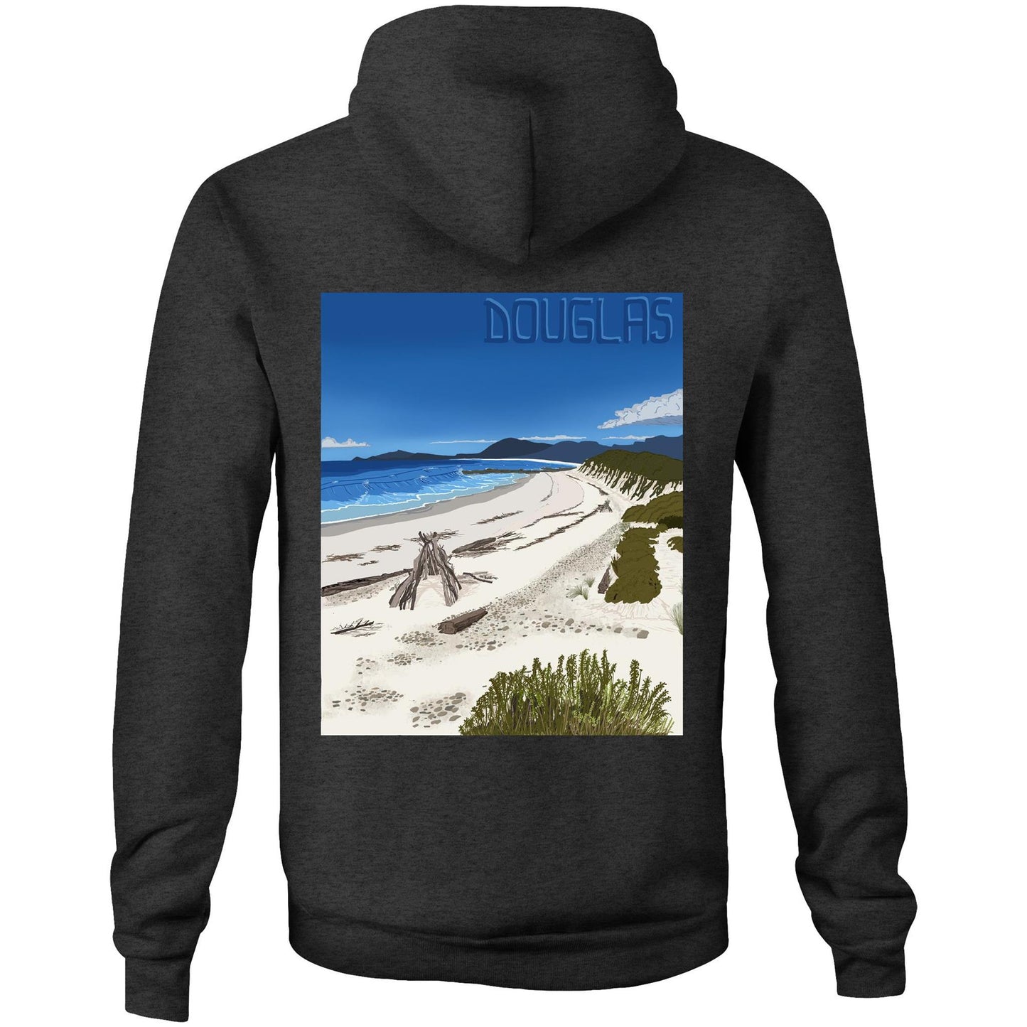 AS Colour Stencil - Pocket Hoodie Sweatshirt - Douglas River Beach