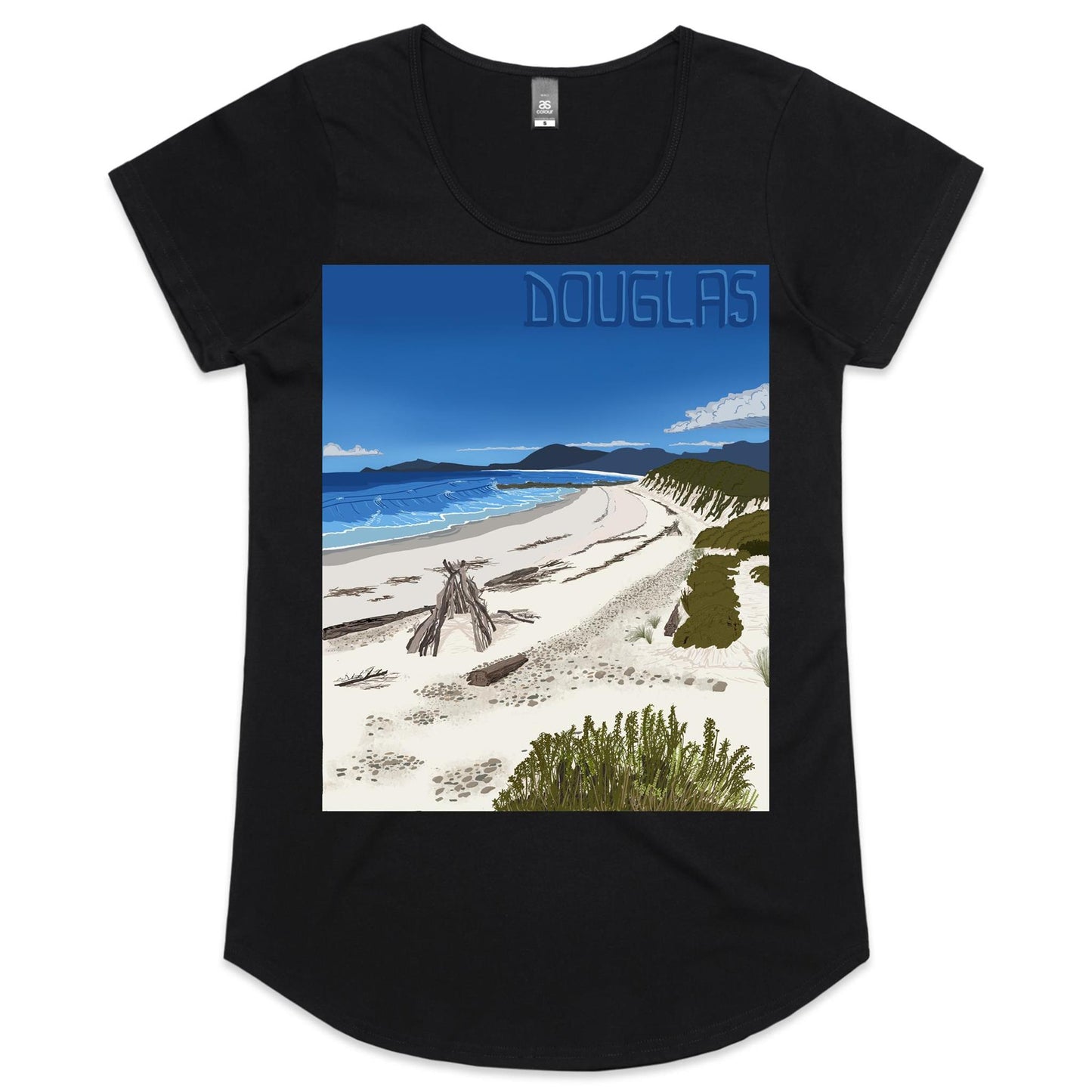 AS Colour Mali - Womens Scoop Neck T-Shirt - Douglas River Beach