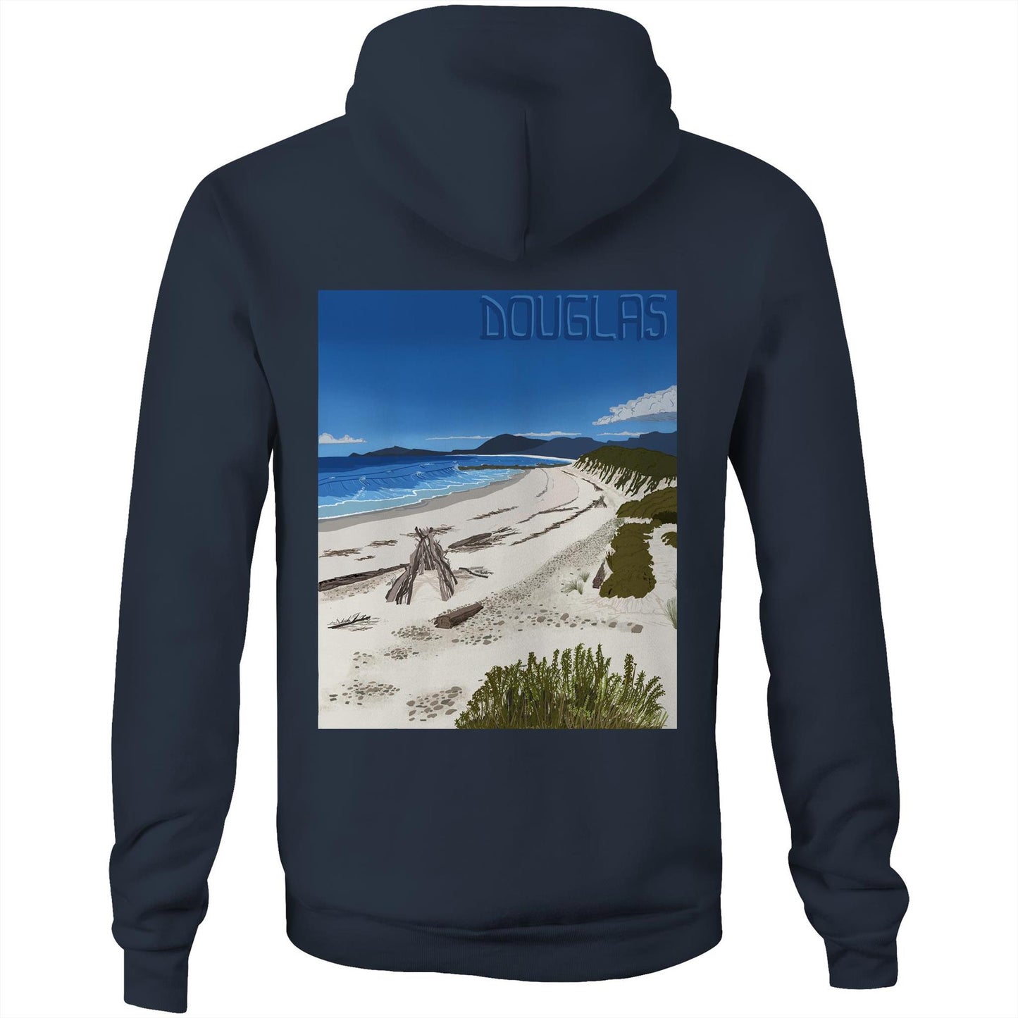 AS Colour Stencil - Pocket Hoodie Sweatshirt - Douglas River Beach