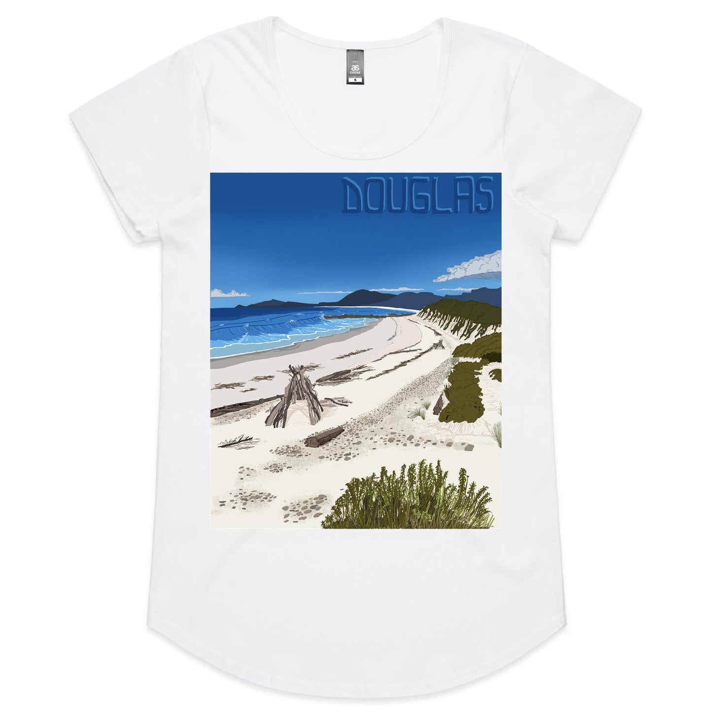 AS Colour Mali - Womens Scoop Neck T-Shirt - Douglas River Beach