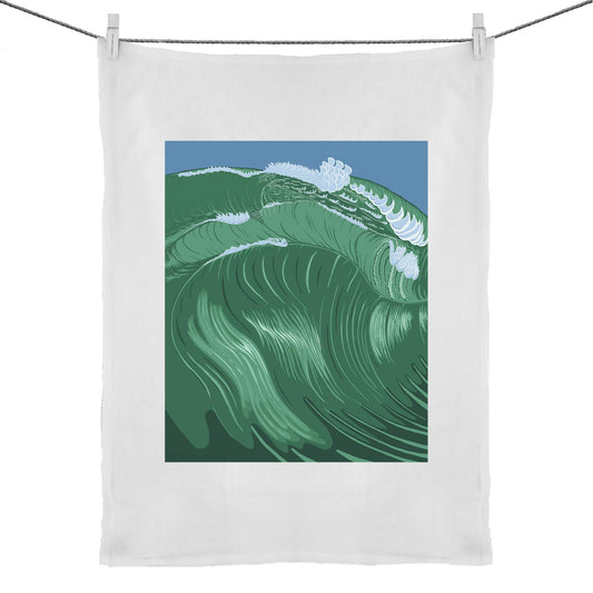 50% Linen 50% Cotton Shippies Wave Tea Towel