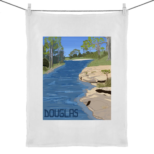 50% Linen 50% Cotton Tea Towel - Douglas River Waterhole