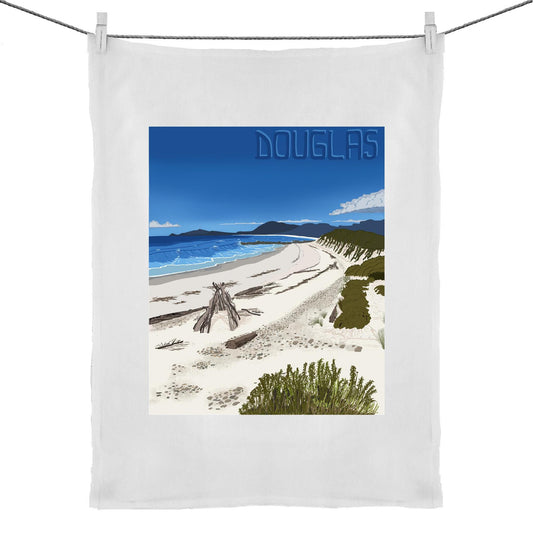 50% Linen 50% Cotton Tea Towel - Douglas River Beach